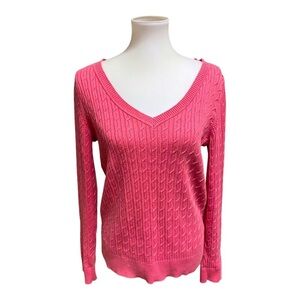 TALBOTS Prima Cotton V-Neck Long Sleeve Sweater